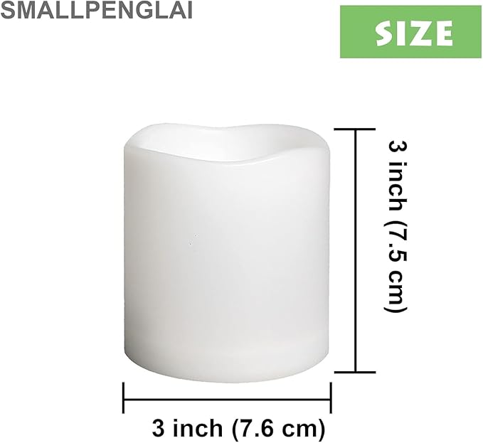 Outdoor Indoor Flameless Pillar Candles, 4 Pack Plastic Resin Battery Operated Electric LED Candle Sets with Cycling 24 Hours Timer Function for Home Party Wedding Decoration, 3"x3"