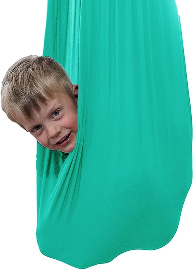 Sensory Swing for adults Indoor kids Therapy Swing Soothing Calming Snuggle Hammock durable soft strong fabric swing Great for Sensory Integration stimulation ( Color : Lake green , Size : 1.5M x 2.8M