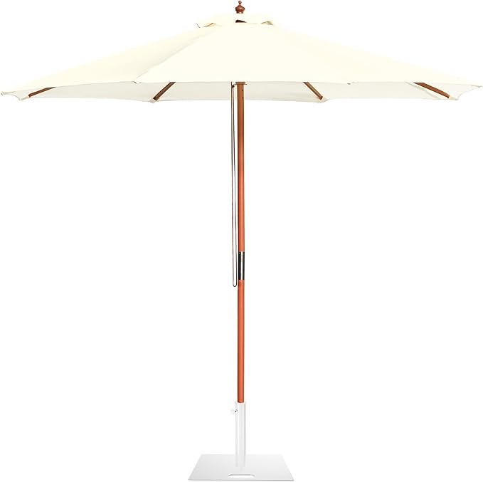 Yescom 9ft Coastal Solid Wood Umbrella Pulley Lift Commercial Base with Wheel Included for Seaside Restaurant Terrace Poolside Beach Club