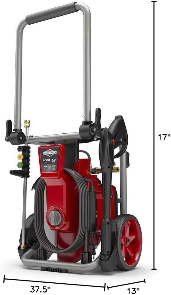 Briggs & Stratton 020681 2000 PSI, 1.2Gpm Electric Pressure Washer, 2000 PSI, 1.2 GPM, Red/Gray/Titanium