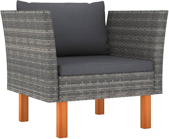 Patio Lounge Set,Patio Furniture Sets,Patio Conversation Sets,Outdoor Furniture Sets,for Garden,Backyard,Outdoor,7 Piece Poly Rattan and Eucalyptus Wood Gray