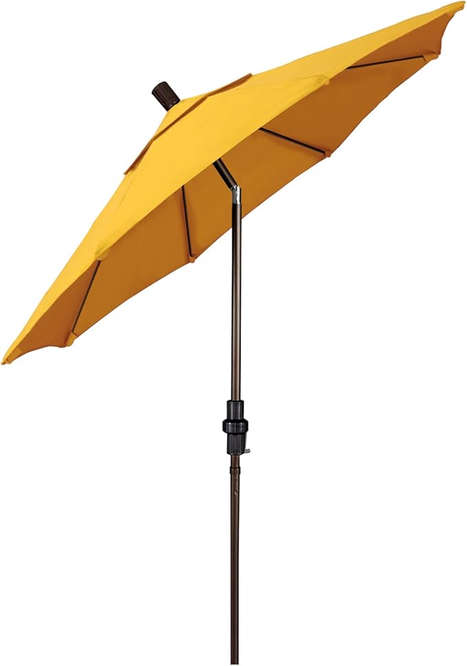 California Umbrella 7.5' Round Crank Lift, Collar Tilt, Aluminum Pole, Fiberglass Rib Patio Umbrella, Bronze Finish