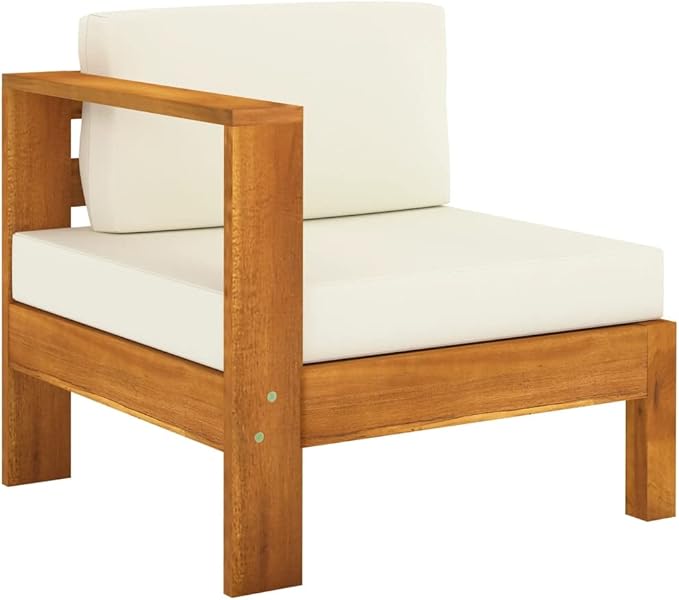 Patio Lounge Set with Cream White Cushions,Outdoor Patio Furniture,Outdoor Chat Conversation Set,for Patio,Backyard,Garden,Outdoor,6 Piece Acacia Wood