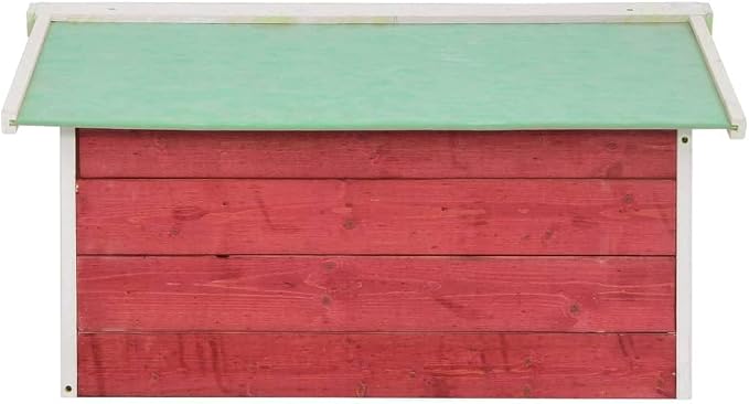 vidaXL Lawn Mower Garage House - Red/White Firwood - Outdoor - from Rain and UV