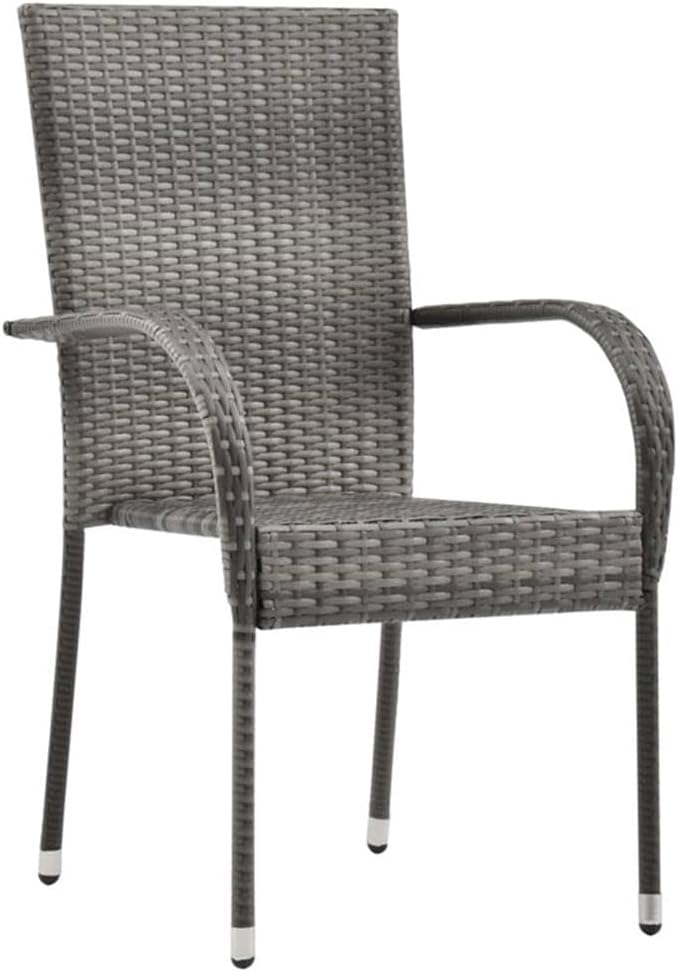 BOWERY HILL 5-Piece Patio Dining Set, Powder-Coated Steel and PE Rattan, Gray and Black Finish, Tempered Glass Tabletop, Contemporary Style Outdoor Garden Furniture for Balcony or Terrace