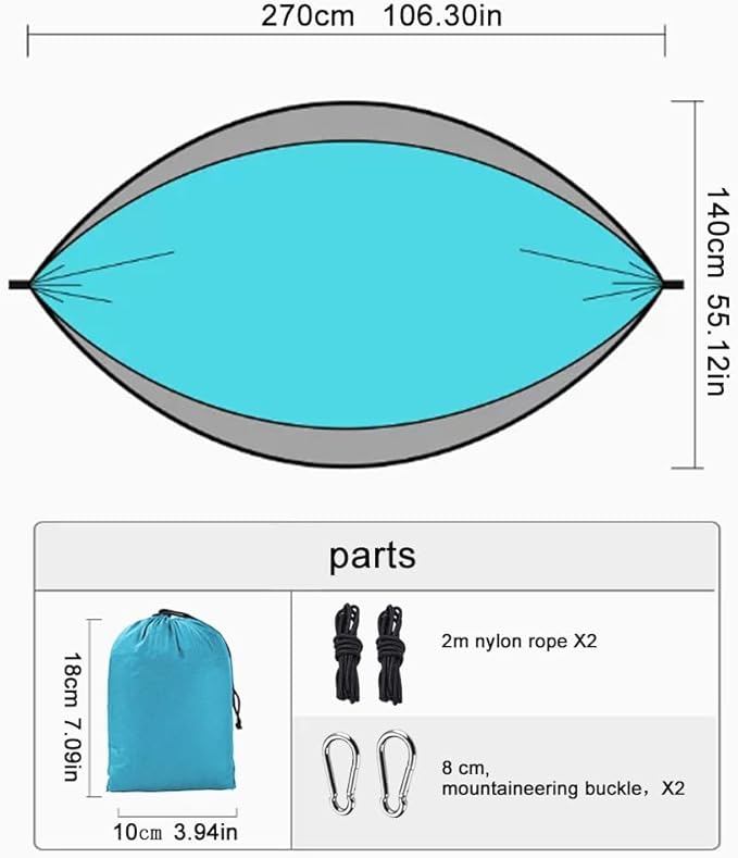 Camping Hammock,hammock,Breathable Nylon Fabric (parachute Fabric) with Strong Load-bearing Capacity, Suitable for Outdoor Places Such As Parks, Seashores and Camping.(Dark Green Camel)