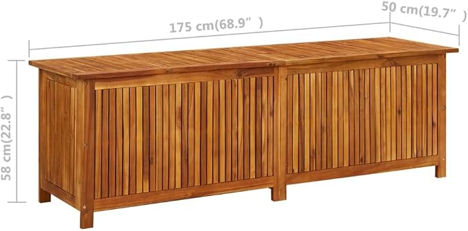 Solid Wood Outdoor Storage Bench,Solid Acacia Wood Garden Deck Box Patio Storage Box with Liftable Top Outdoor Wooden Storage Container for Patio,Backyard,Poolside, 68.9"x19.7"x22.8" -AA