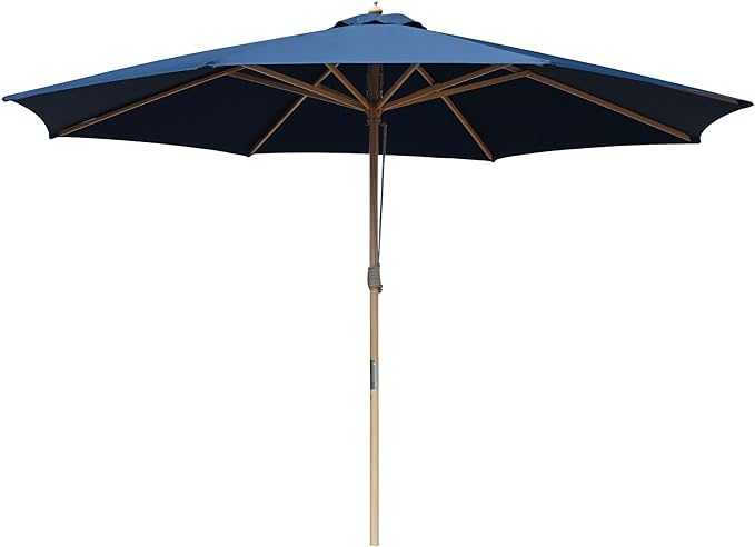Yescom 13ft Coastal Solid Beech Wood Umbrella Pulley Lift Commercial Base with Wheel Included for Beach Club Seaside Restaurant Terrace Resort Poolside