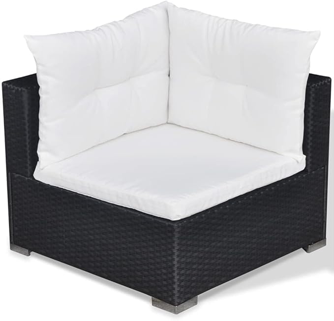 Patio Lounge Set with Cushions,Outdoor Patio Furniture,Conversation Furniture,Patio Furniture Sets,for Terrace,Garden,Backyard,5 Piece Black Poly Rattan