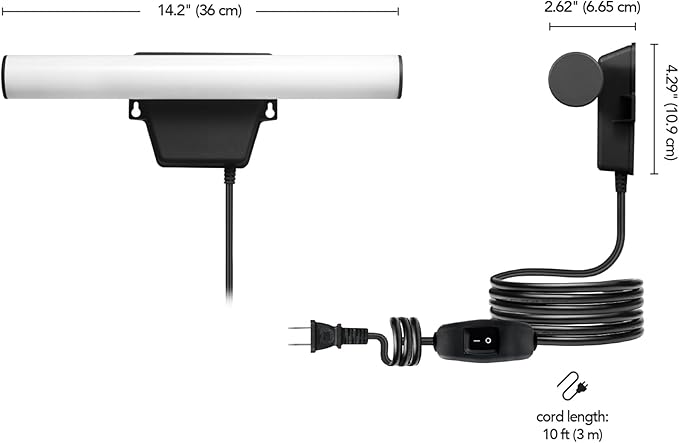 Globe Electric 17000185 14W LED Integrated Outdoor Linear Flood Light, Black Finish, Spotlight, Security Light, 1200 Lumens, in-Line Rocker Switch, 10-Foot Cord, Hanging Lamp, LED Lights