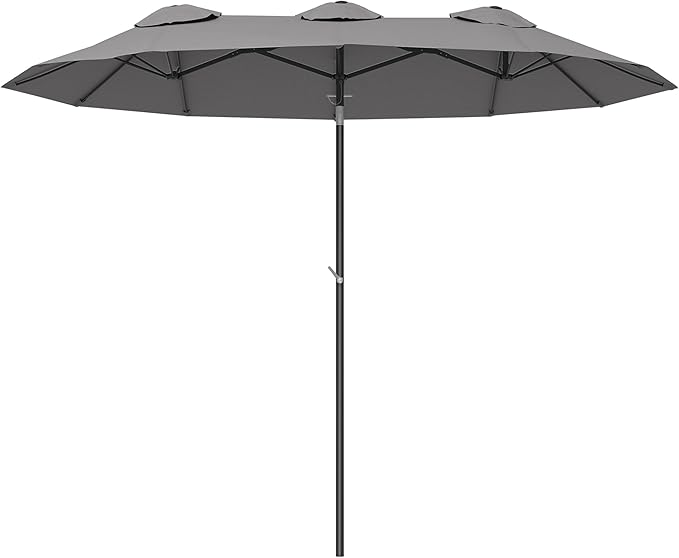 Outsunny Double Sided Patio Umbrella, 9.5' Large Outdoor Market Umbrella with Tilt and Crank, 3 Air Vents and 12 Ribs, for Garden, Deck, Pool