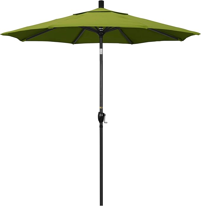 California Umbrella 7.5' Round Aluminum Market Umbrella, Crank Lift, Push Button Tilt
