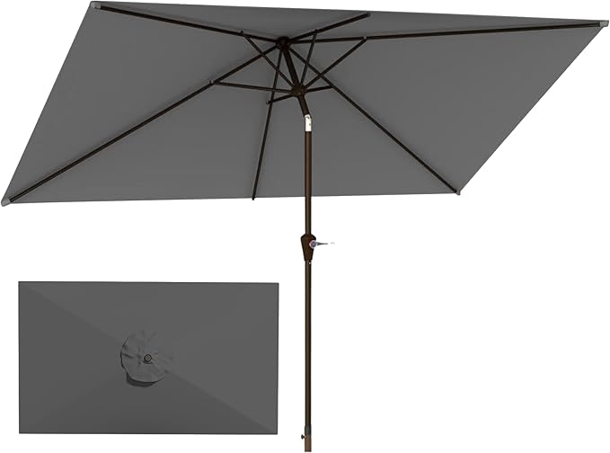 6.5'x10' Rectangular Patio Outdoor Umbrella,Large Coverage with Push-Button Tilt & UV Protection,Sturdy Ribs for Deck,Lawn,Pool,Backyard