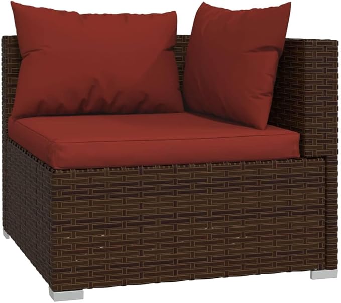 4 Piece Patio Lounge Set with Cushion, Furniture Conversation Sets Outdoor Patio Sectional Piece Patio Set Patio Lounge Set s Poly Rattan Brown