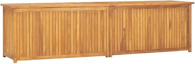 Wooden Garden Patio Storage Box with PE Bag, Deck Storage Container Box for Patio Cushions and Gardening Tools, 78.7"x19.7"x21.7" Solid Wood Teak -AA