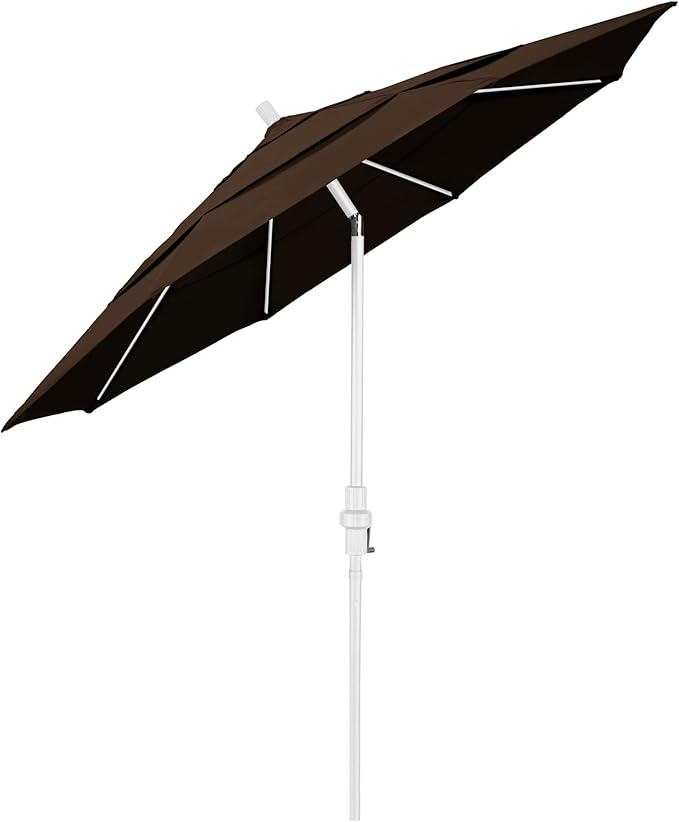 California Umbrella 11' Rd. Fiberglass Rib Patio Umbrella, Crank Lift, Collar Tilt, White Pole, Mocha