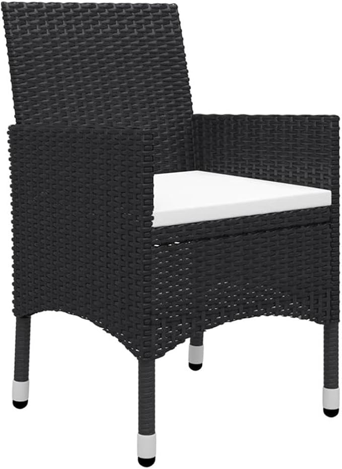 Afuera Living Patio Dining Set, Black Poly Rattan with Tempered Glass Tabletop, Matte Finish, Removable Cushion Covers, Spacious 9-Person Seating, Weather-Resistant Outdoor Furniture for Garden or