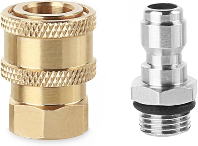 2 Pack Pressure Washer Adapter Set Quick Connect Kit 14mm M14x1.5 to 1/4 Inch Connector Fittings Plug Gun to Hose for Patio Lawn Car Pressure Water Gun Washing Foam Bottle Spray Nozzle