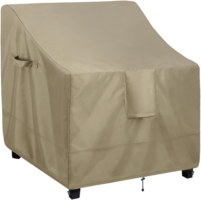 OutdoorLines Outdoor Waterproof Furniture Chair Cover - UV-Resistant Patio Lawn Chair Covers for Outdoor Furniture Windproof Heavy Duty Chair Covering, 1 Pack, 33.5Wx31.5Dx36H Inches, Camel