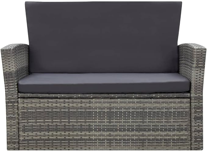 4 Piece Patio Lounge Set,PE Rattan Outdoor Furniture Set,Patio Conversation Sofa Set,Garden Backyard Poolside Patio Seating Set,with Cushions Poly Rattan Gray