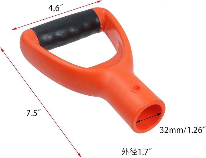 Coshar Shovel Handle Replacement Orange Garden Spade Hand Shovel Plastic d Handle Shovels Replacement for Digging Gardening Tool Garden Shovel,Orange 32mm Inner Diameter,Upgrade Materials