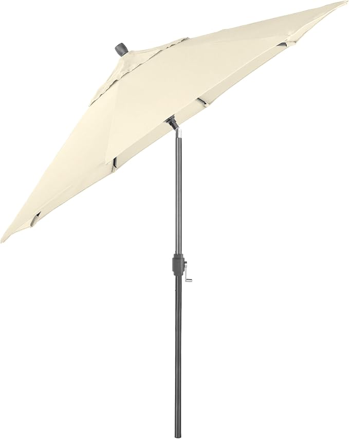 California Umbrella 12-Year-Non-Fading, 9Ft Premium Sunbrella Patio Umbrella, Hand-Crank, Button-Tilt, Gray Frame, Canvas Fabric
