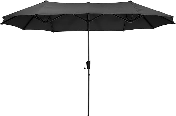 13Ft Large Patio Umbrella Outdoor Double-Sided Market Umbrella w/Easy Crank for Yard, Poolside, Deck, Black