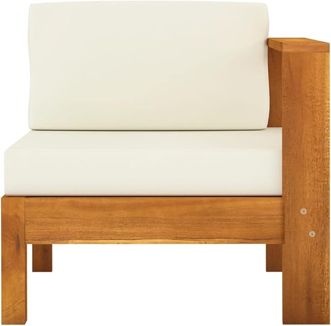 Patio Lounge Set with Cream White Cushions,Outdoor Patio Furniture,Outdoor Chat Conversation Set,for Patio,Backyard,Garden,Outdoor,6 Piece Acacia Wood