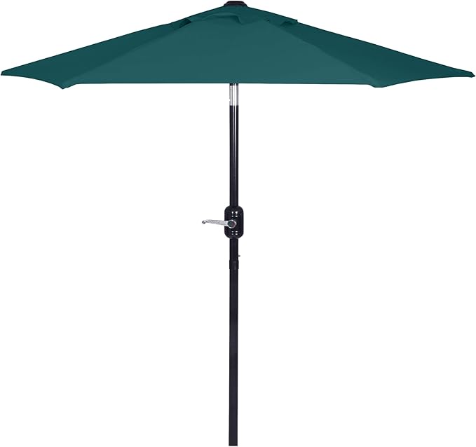 6 Ft Outdoor Patio Umbrella, Easy Open/Close Crank and Push Button Tilt Adjustment - Dark Teal Market Umbrellas