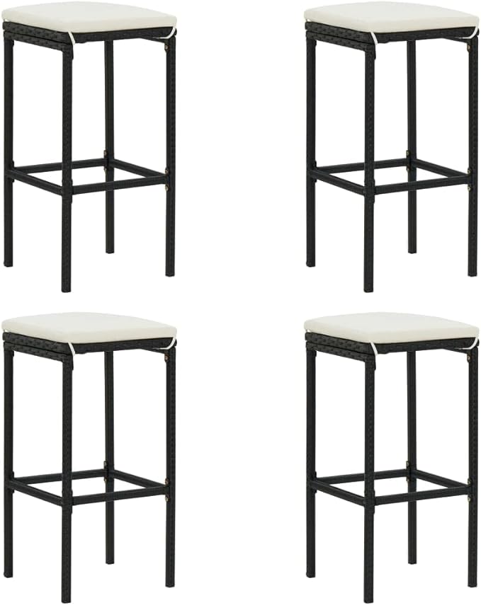 Patio Bar Set with Cushions,Garden Table and Chairs Sets,Garden Conversation Sets, Outdoor Patio Furniture,for Patio,Backyard,Garden,5 Piece Black