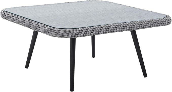 Endeavor Outdoor Patio Wicker Rattan Square Coffee Table in Gray