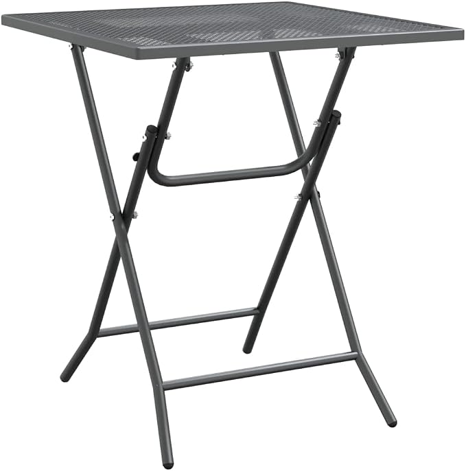 Foldable Patio Dining Set with Expanded Metal Mesh, Anthracite Outdoor Dining Set for 4, E-Coating Finish