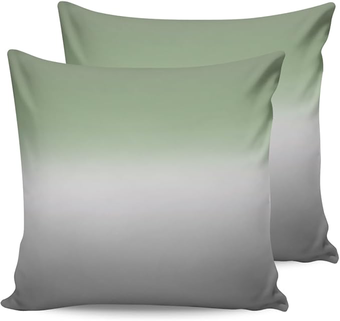 Outdoor Waterproof Throw Pillow Covers Set of 2 Sage Green Pillowcases 26x26 Inches Ombre Green Grey Patio Decorative Pillows Cushion Case Patio Pillows for Couch Bed Chair Garden