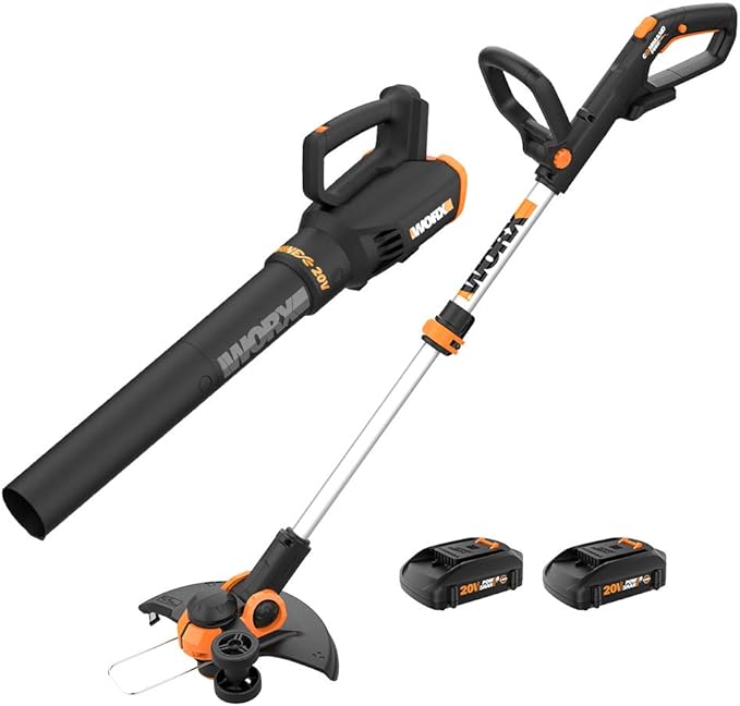Worx WG779 40V 14" Cordless Lawn Mower + String Trimmer & Leaf Blower Cordless with Battery and Charger