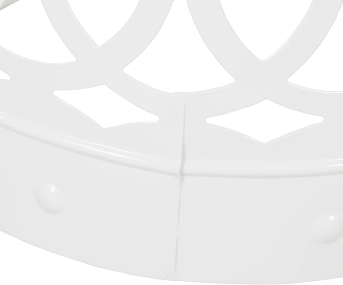 Set of 2 Round Metal Patio Side Tables Steel Accent End Tables with Geometric Circle Cut-Outs Weather Resistant Small Outdoor Furniture for Deck Pool Yard Balcony No Assembly,White