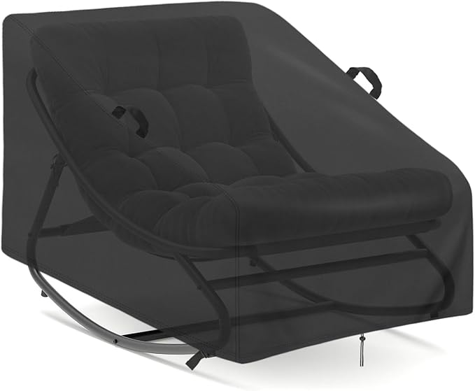 Oversized Double Rocking Papasan Chair Cover 31" - Waterproof 420D Oxford Fabric Patio Chair Cover with Drawstring, Buckles & Handles - Heavy Duty Weather Resistant Cover