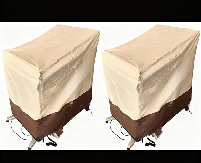 LyShade Patio Furniture Cover Waterproof, Heavy Duty 600D Outdoor Table and Chairs Cover, with Air Vents & Storage Bag 30" L x 35" W x (30-35") H Beige & Brown 2Pack