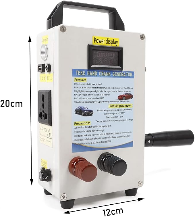 Hand Crank Generator with USB Charger 150W Outdoor Travel Camping Portable Emergency Power Supply Charging Generator Generation Storage
