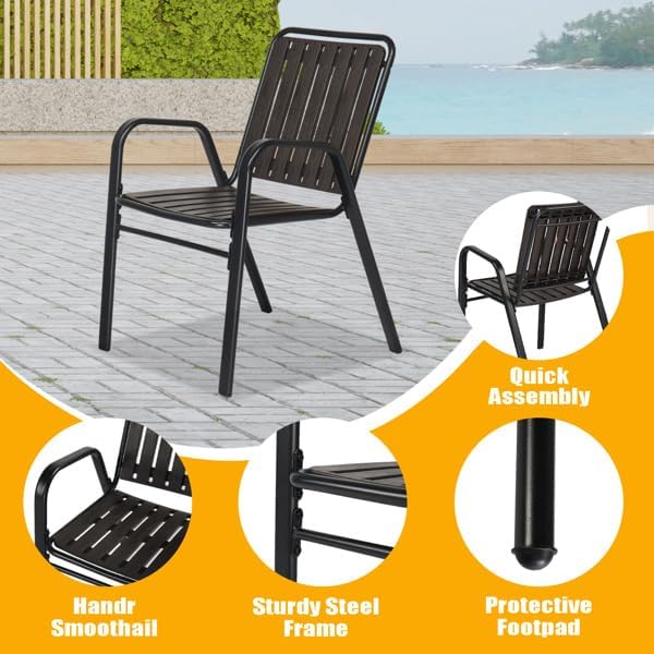 3-Piece Outdoor Patio Furniture Sets, Patio Conversation Set, Courtyard Patio Set for Home, Yard,Outdoor Patio Chairs Conversation Sets with Coffee Table, Outdoor Table & Chairs Set for Patio - Black