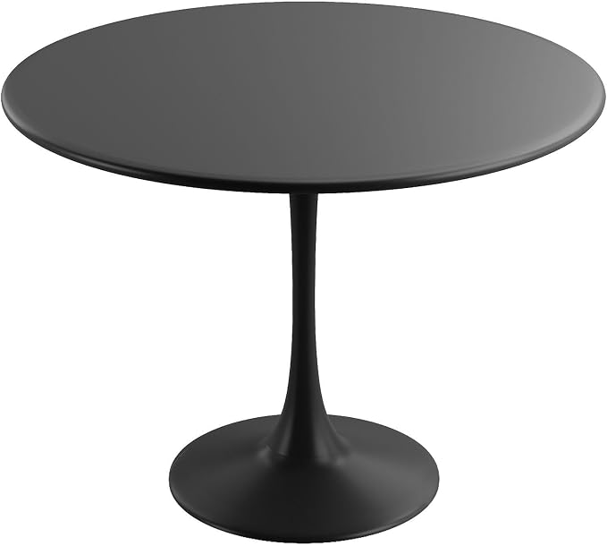 Jamesdar Kurv Commercial Grade 39 Inch Bistro Dining Table, Indoor & Outdoor, 150 lb Capacity, Steel Construction with Plastic Base Ring, Black