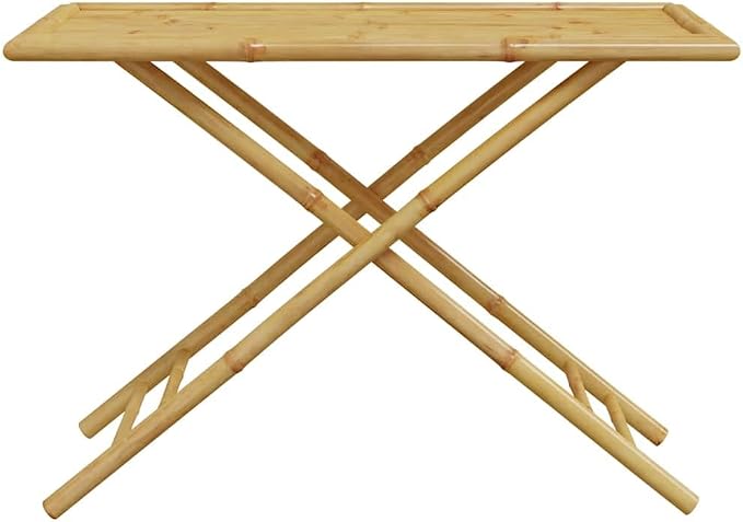 Bamboo Folding Patio Table 43.3x21.7x29.5 Inches, Outdoor Garden Table with Slatted Top for Ventilation, Easy Foldable Design for Storage and Transport, Natural Wood Finish