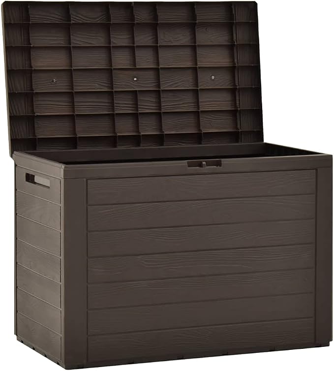 Garden Storage Box Indoor/Outdoor Storage Container and Gardening Tools - Store Items on Patio, Garage, Yard. Brown 38.7"x17.3"x21.7"