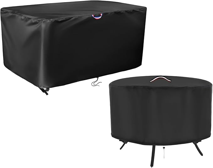 Patio Table Cover, Waterproof Table Cover for Outdoor Furniture, Heavy Duty Protective Covers Fit Square, Rectangle & Round Tabletop - Customizable Size
