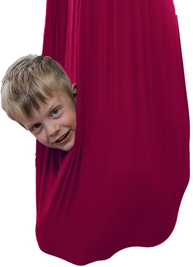 Sensory Swing for adults Indoor kids Therapy Swing Soothing Calming Snuggle Hammock durable soft strong fabric swing Great for Sensory Integration stimulation ( Color : Wine red , Size : 1.5M x 2.8M )