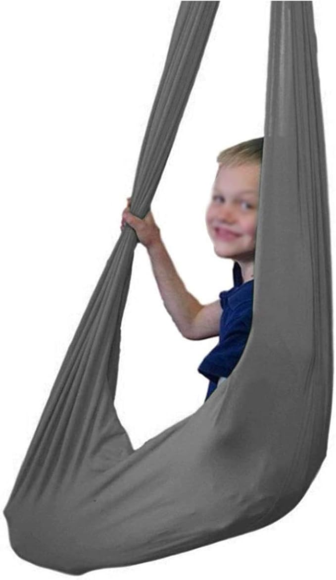 Kids Therapy Swing for Indoor Outdoor Hanging Hammock Elastic Cuddle Swing Up to 200kg for Children Sensory Integration (Color : Gray, Size : 150 x 280 cm)