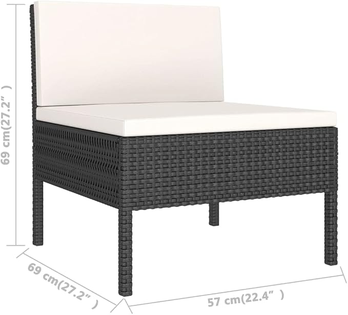 7 Piece Patio Lounge Set with Cushions,Patio Sofa,Outdoor Daybed,Patio Seating,Outdoor Furniture Sets,Patio Conversation Sets,Modern Set,Outdoor Patio Chairs,for Backyard,Garden,Poly Rattan Black