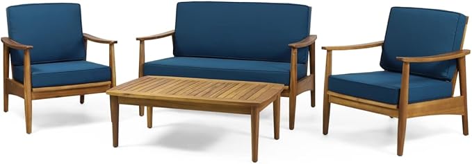 Willowbrook Outdoor 4pc Chat Set - Acacia Wood - Teak