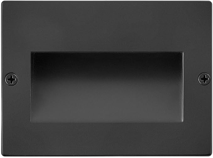 Hinkley Taper 12V Horizontal Step Light, Wet Rated, Stainless Steel Construction, Recessed Mount, Etched Lens, ADA, Matte Black Stainless Finish