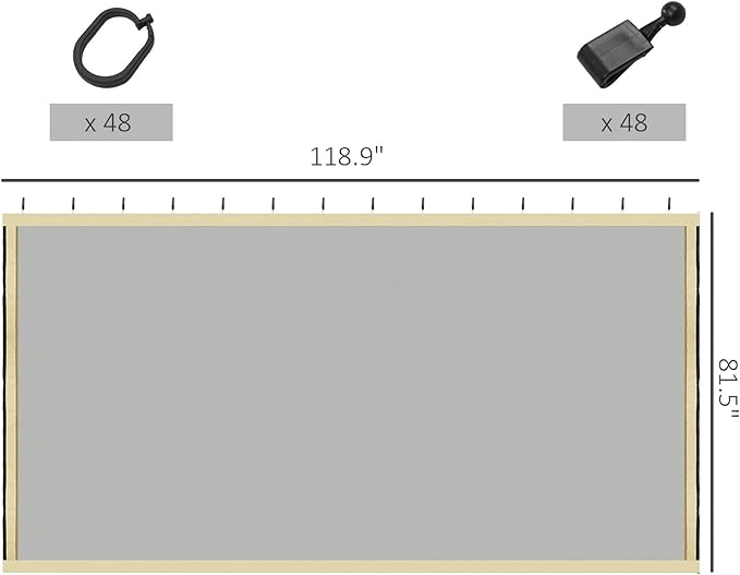 Outsunny 10' x 10' Universal Replacement Mesh Sidewall Netting for Patio Gazebos and Canopy Tents with Zippers, Sidewall Only, Beige