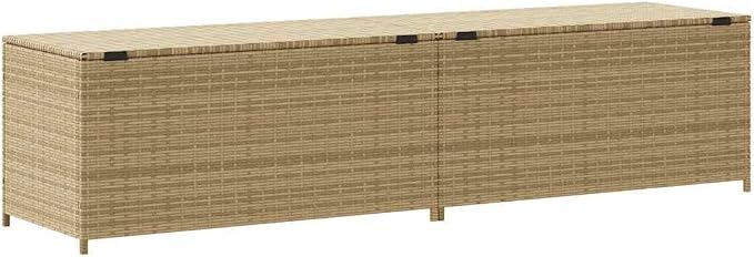 Garden Storage Box Mix Beige 123.9 Gallon Poly Rattan Outdoor Deck Box with Gas Spring Large Patio Storage Container for Cushions and Garden Tools 78.7 x 19.7 x 22.8 Inch